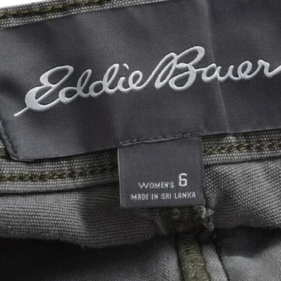 Eddie Bauer High Waist Utility Denim Shorts Khaki Green Size 6 - Picture 7 of 11